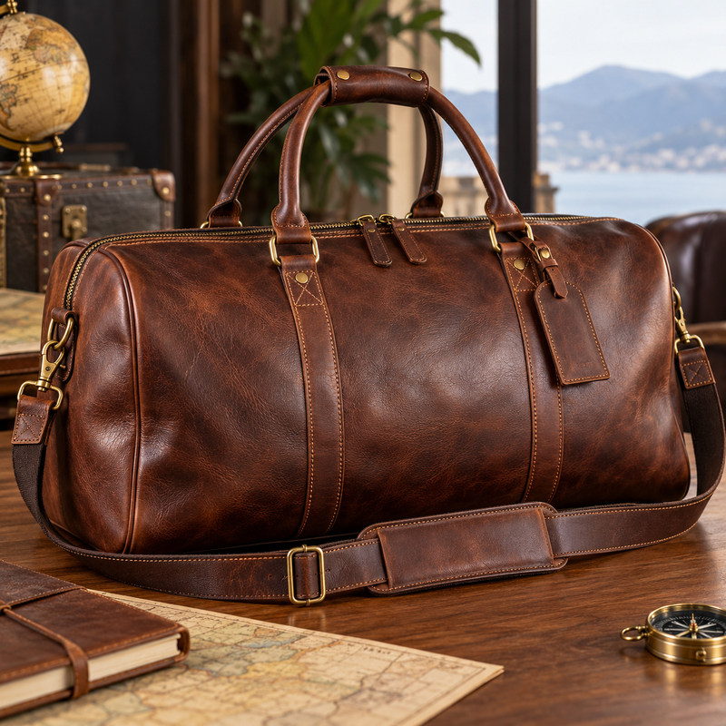 Heritage Full-Grain Leather Travel Duffle Bag