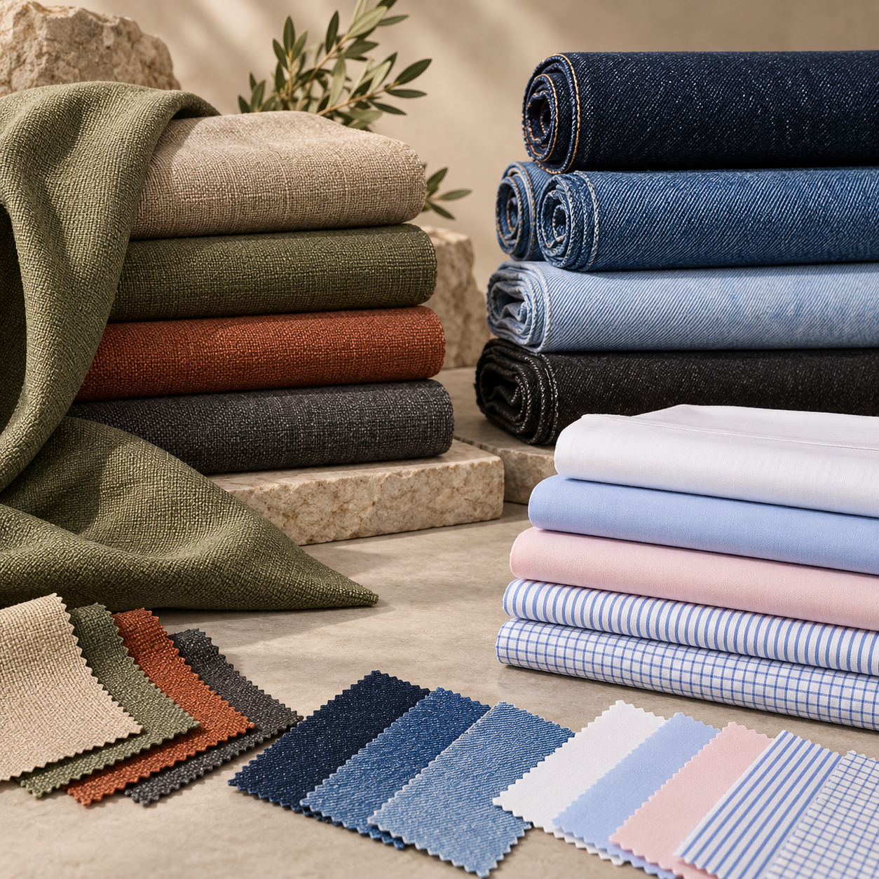 Tissus tissés, denim et tissus de chemiserie